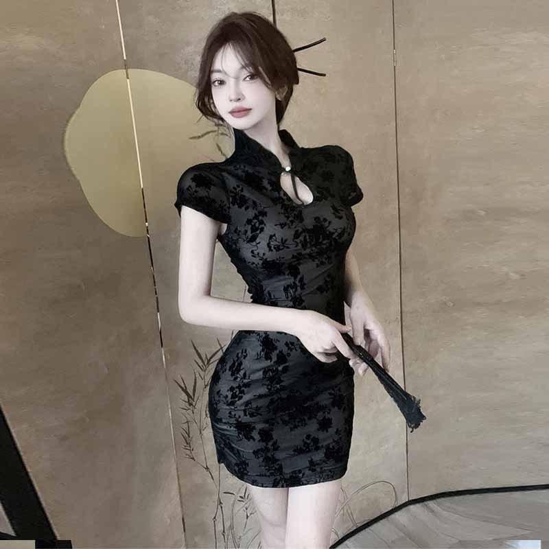 

2025 Модное женское платье-чеонгсам в стиле знаменитостей в стиле ретро L