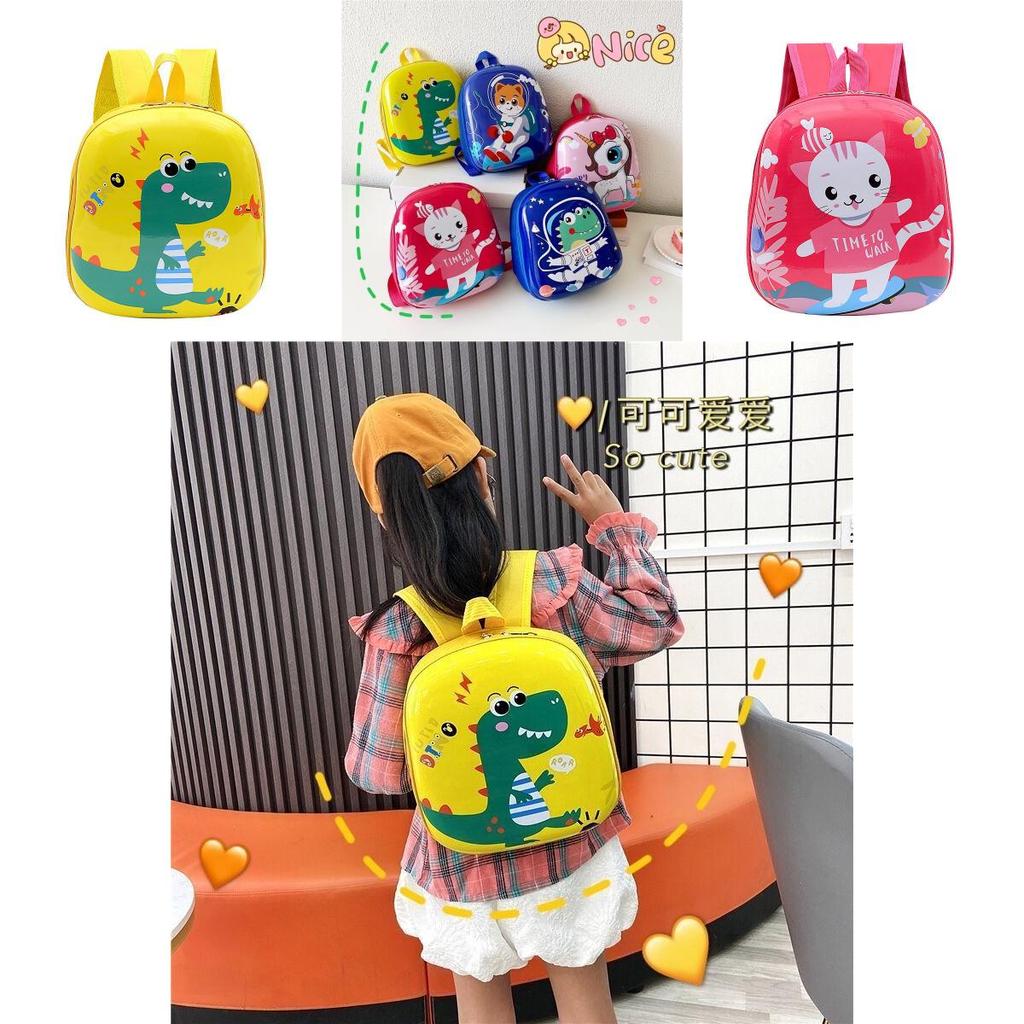 Cat And Dinosaur Animal Print Backpack For Kids With Waterproof Material For Daily Use Special Characters Included