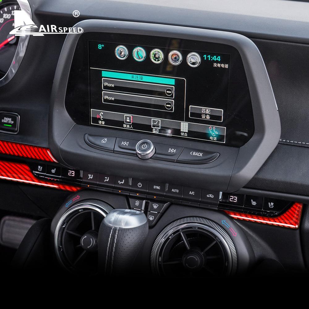 Echte weiche Kohlefaser für Chevrolet Camaro 2016 2017 2018 2019 2020 2025 2025 2025 Zubehör Innenraum Mittelkonsolen-Aufkleber