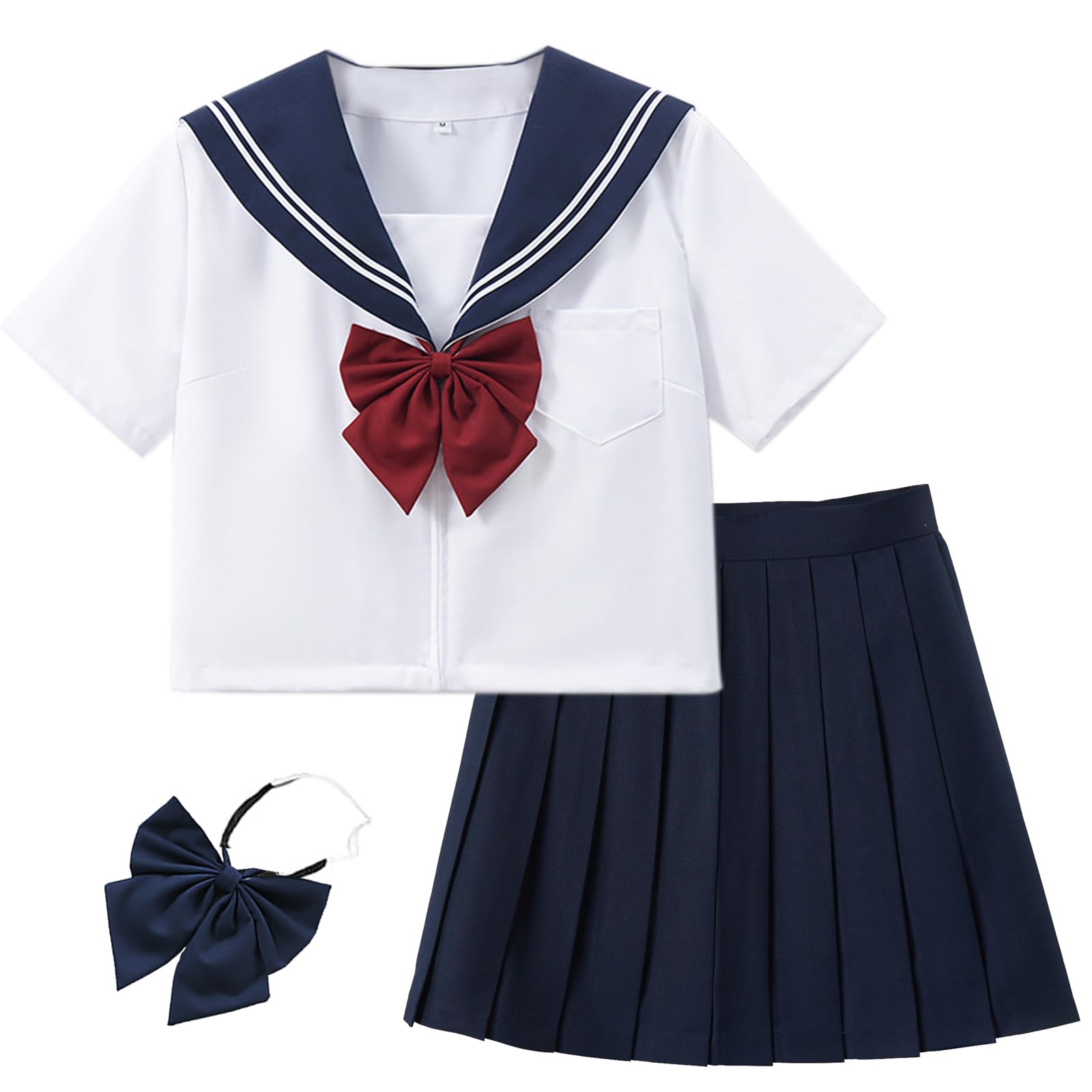 

AFUCLCRO Косплей-комплект школьной формы моряка Рубашка Плиссированная юбка 2 для старшеклассниц JK Темно-синий Три белых Кансай Открытый Невинный и Идеальный для школы