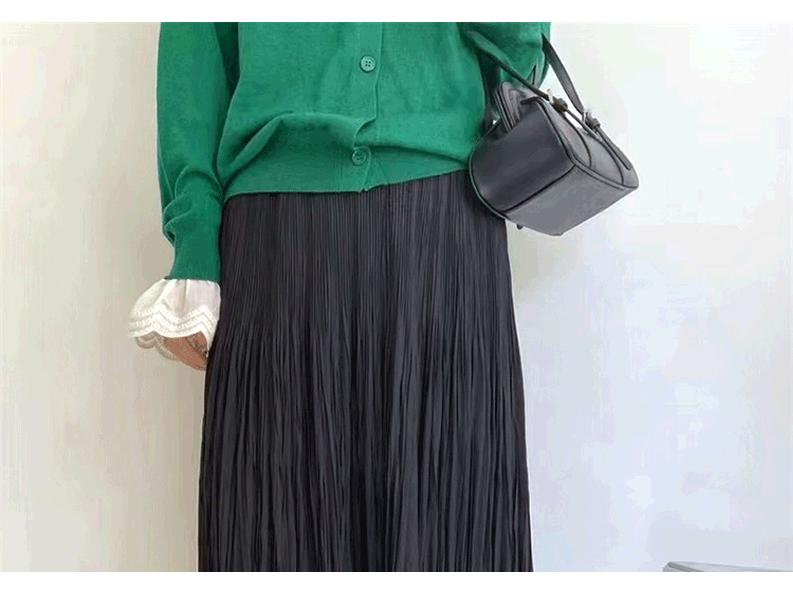 High Waist Pleated A-Line Midi Skirt - 2025 Slimming, Solid Color, Versatile Design