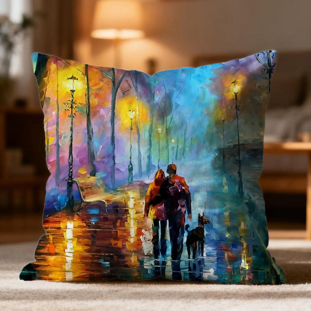 Fashion L-Lleonid afremov oiled Cushion Cover Soft Washable Pillow Case Multi-Scene for Couch Bed Travel Office Use