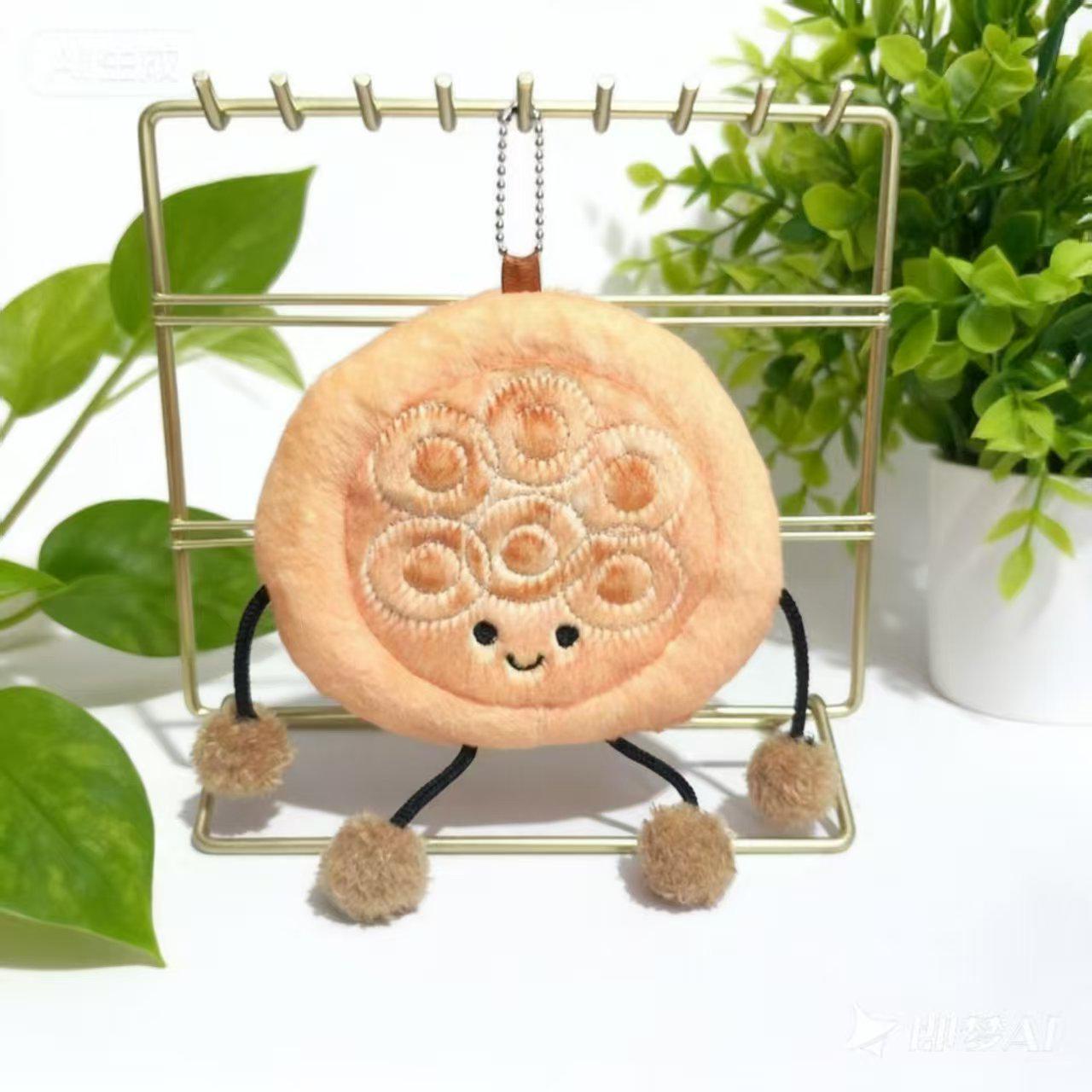 

Adorable Naan Bread Pendant Plush Toy - Xinjiang-Inspired Keychain Chain ~16cm