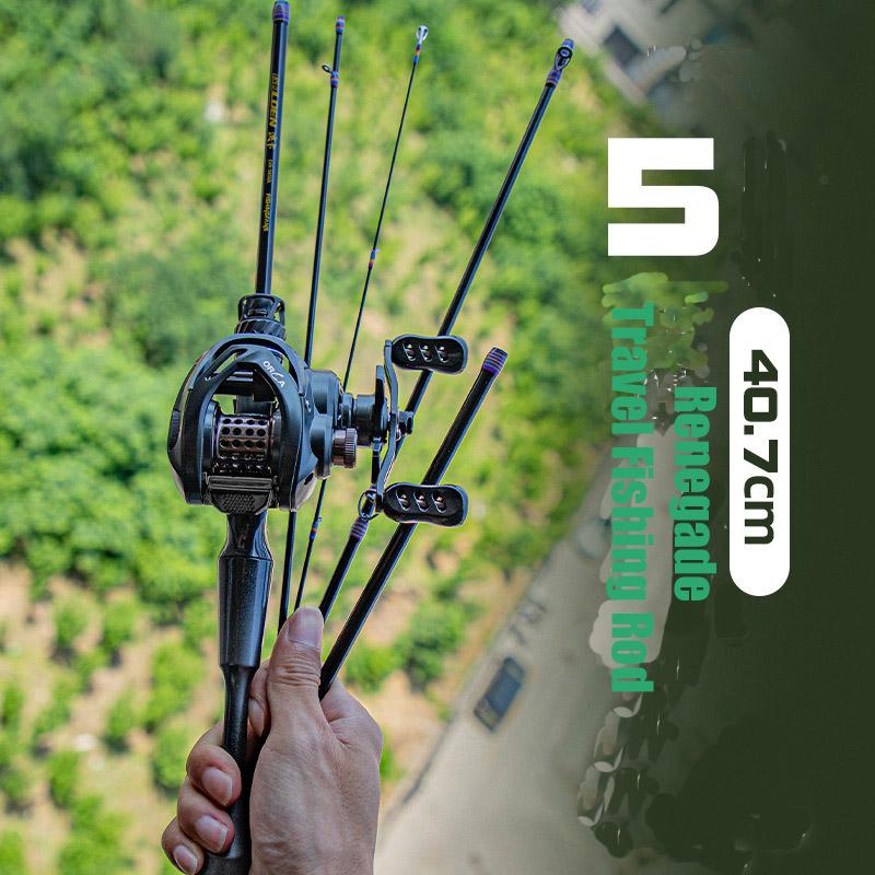 Mavllos GO-OK 5-sections Ultra-Short Spinning  Fishing Rod Portable 40.7cm Fuji Rings UL Tip High-Carbon Travel Carp Bass Fishing Spinning Rod