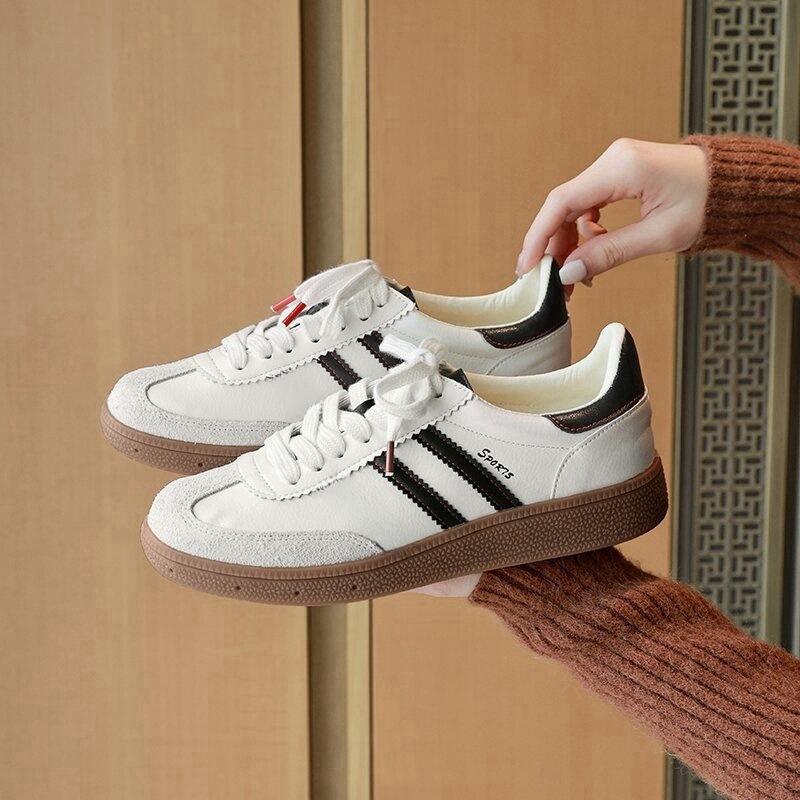 Leather Retro Women's New Versatile Color Matching Sports and Leisure Shoes Little White Shoes Women