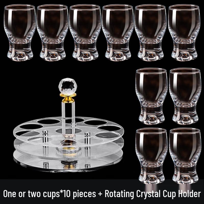Shangqi Glass Baijiu Set with Rotating Holder and 10 Polka Dot Cups