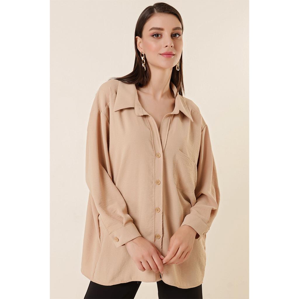 Cămașă Ayrobin supradimensionată cu un singur buzunar