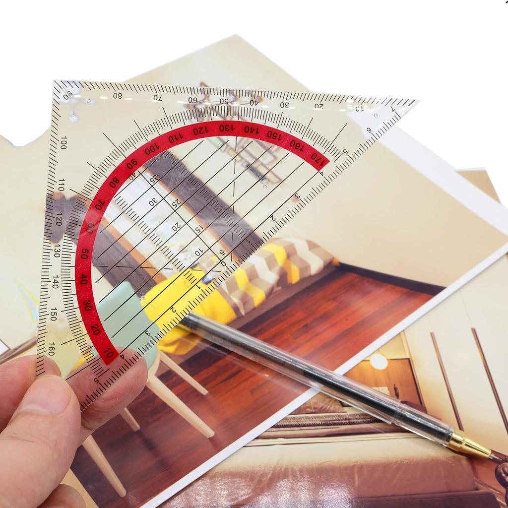 2pcs Triangle Ruler Square Set 90mm 45 Degrees Plastic Stationery,for Architectors Students Office Designers Painting Drafting Math Geometry Drawing