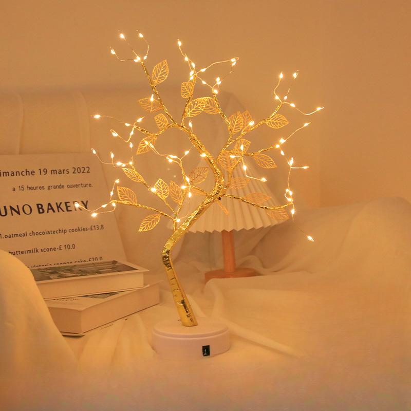 

Светодиодная медная проволока в форме дерева, жемчужное дерево, украшение для спальни, небольшой ночник, гостиная, небольшие украшения Battery USB