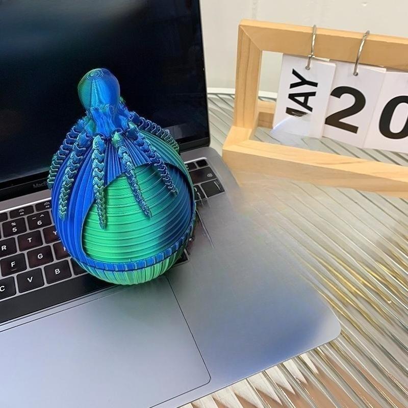 1 ks Nová 3D tištěná vícekloubová pohyblivá chobotnice Hračky Dětská dekompresní hračka Klíčenka Příslušenství Dekorace Hračky pro kluky Dárek k narozeninám