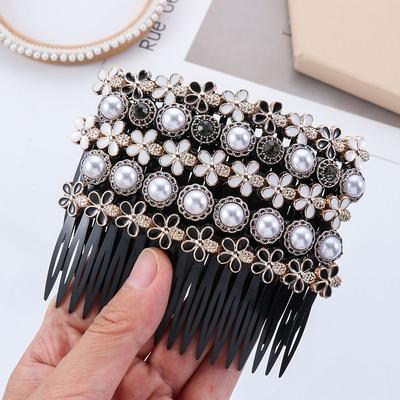 Women's Fashion Hairband Headwear Rhinestone Buttons Bangs Hairpins Inserted Hair Comb Hair Clip