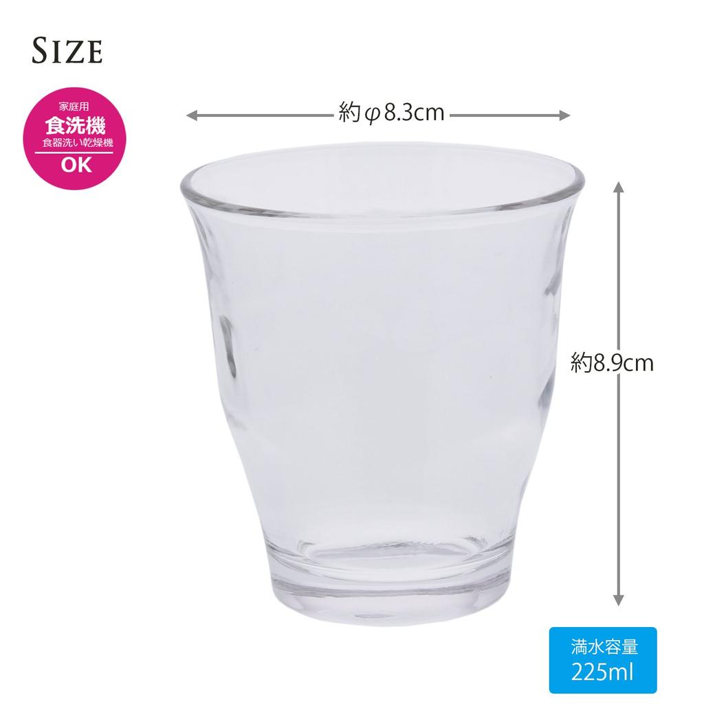Toyo Sasaki Glass Tumbler The Glass 225ml Made In Japan Dishwasher Safe Set of 4 MZP-59106-4