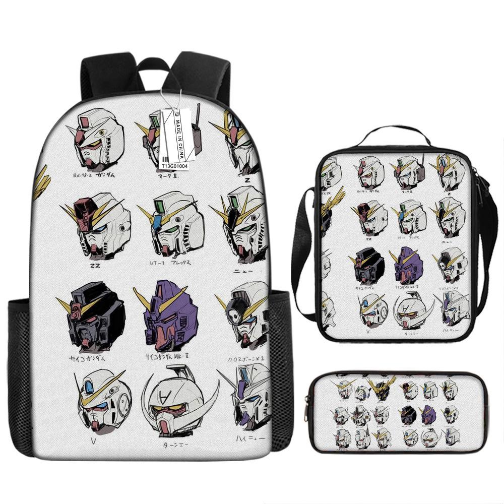 Gundam Backpack 3D Pattern Anime Backpack Student Printed School Bag Three-piece Set