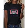 Europäische Größe Vintage Grafikdruck Rundhals-T-Shirt, Lässiges Kurzarm-Oberteil für Frühling & Sommer, Damenbekleidung