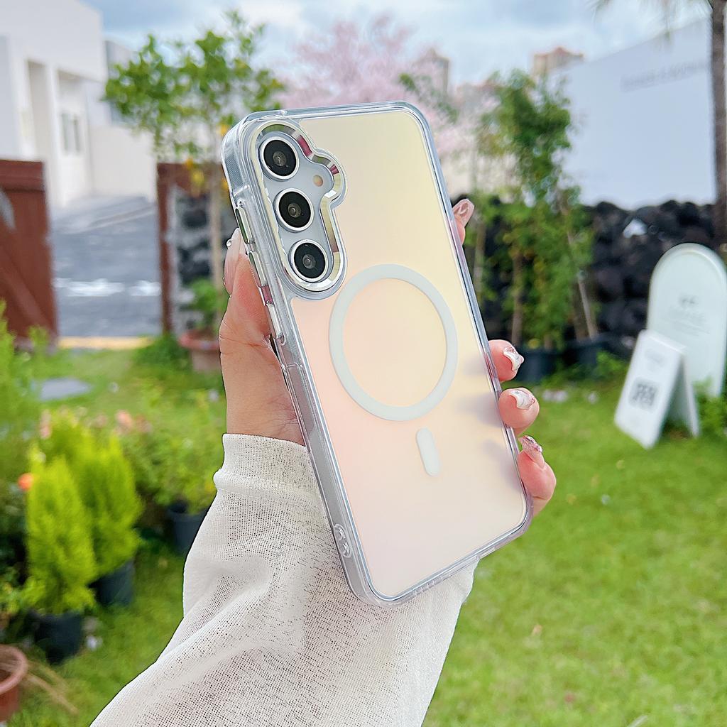 Fashion Laser Gradient Shockproof Magnetic Case For Samsung S25 S24 S23 Ultra Plus S25 Edge A56 A36 A26 A16 Magsafe Cover Coque