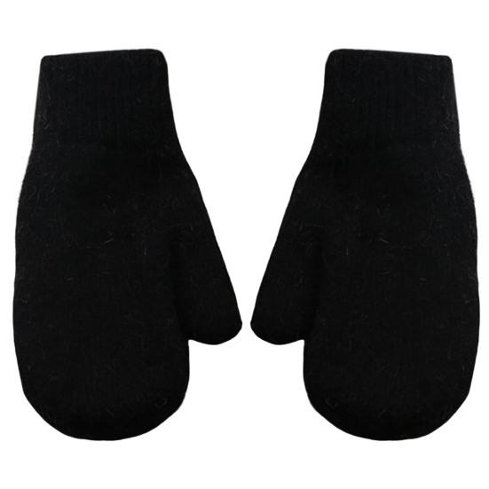1 Pair Women Mittens Double-layers Cute Stretchy Soft Thickened Cold Resistant Solid Color Autumn Winter Girls Gloves for Riding