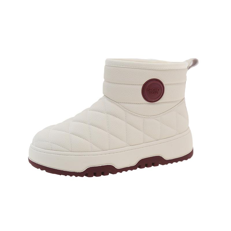 

2024 winter platform snow boots women s velvet warm cotton shoes non-slip short versatile bread shoes 40 бежевий