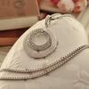 Damenmode Doppelkreise Strassbesetzt Lange Kette Halskette Schmuck Geschenk