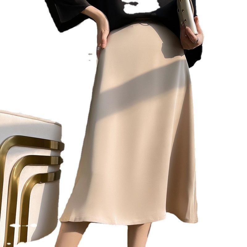 Acetate Satin Fabric Skirt Summer New High-waisted Slim Temperament High-end Women's Midi Skirt