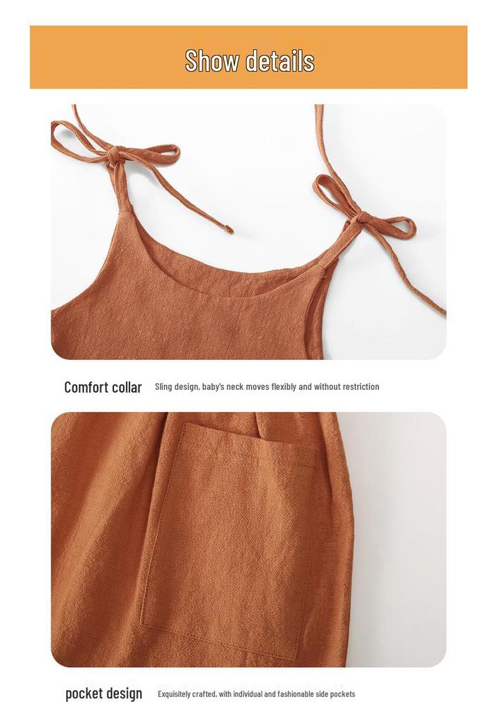 Trendiges Europäisches & Amerikanisches Sommer-Mädchen-Träger-Strandkleid zum Binden mit Taschen