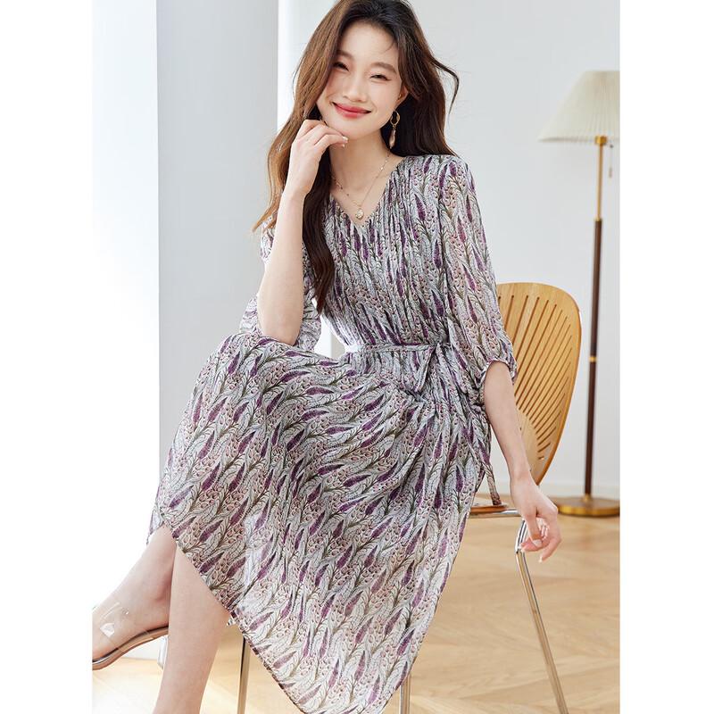 

ПлатьеSrcr с V-образным вырезом из 100% шелка-тусса XL