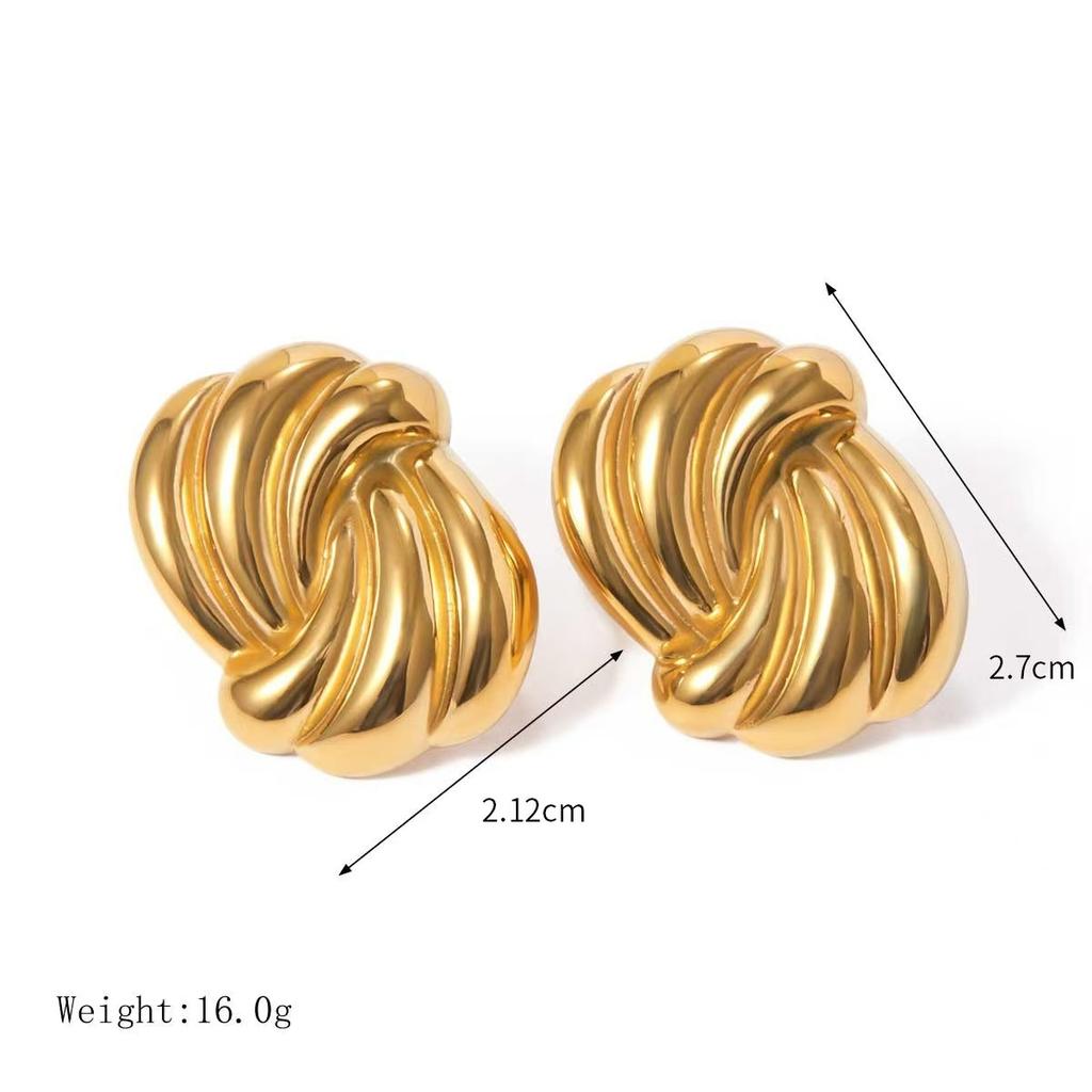 European and American Stud Earrings, High-end Exaggerated Niche Medieval Earrings, Titanium Steel 18K Gold Ear Jewelry
