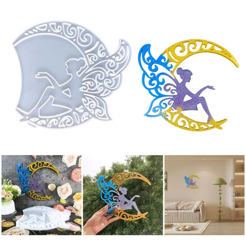 Silicone Wall Hanging Molds Epoxy Resin Craft Molds Moon Butterfly Girl Theme Home Decors Crafting Supplies for Crafting