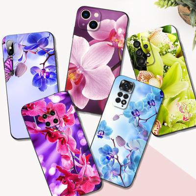 Black Tpu Case For OPPO A16 A16S A55 A94 F17 F19 Pro Reno4 Reno5 Lite Reno6 4G Reno6 5G Reno 4 5 6 Case Orchids Flower