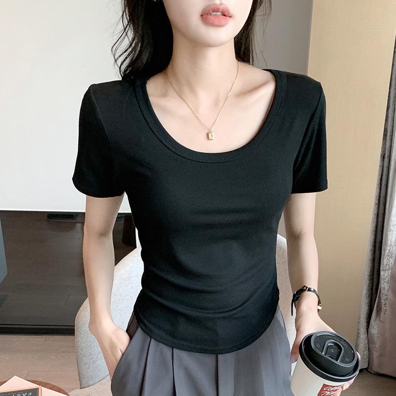 2025 Summer U-neck Irregular Short Sleeve Top - Pure Desire Style for Women