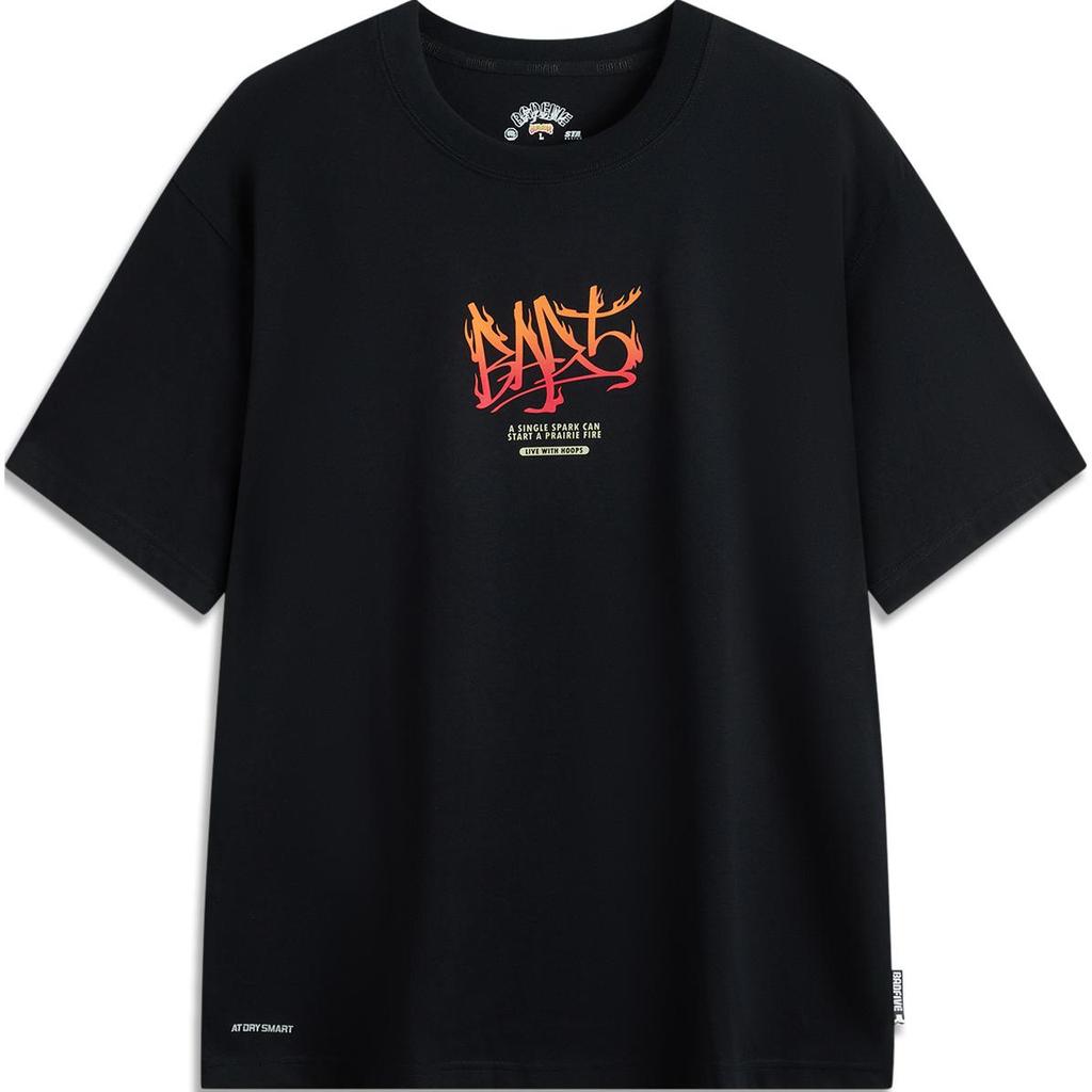 Li Ning Anti-Five Series Only Chu Has Materials Moisture-Wicking Comfortable Dry Loose Fit Letter Print Short Sleeve T-Shirt Men T-Shirts AHSUD51-4