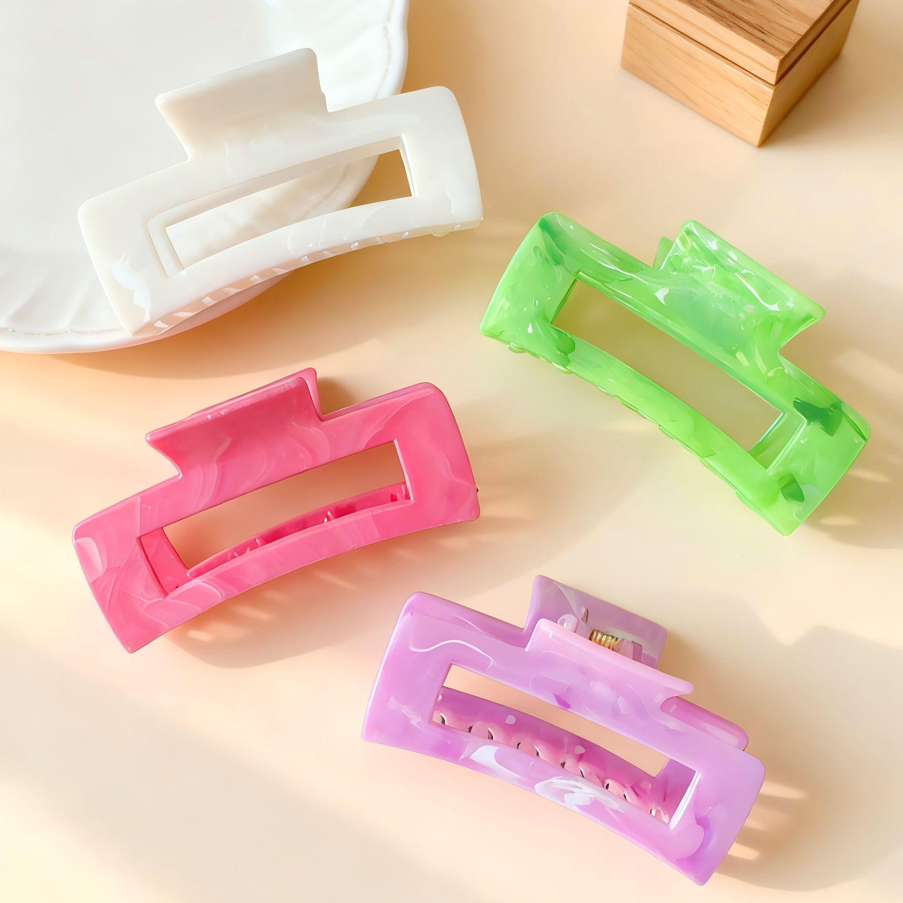 

Заколка для волос с текстурой мрамора и градиентом для женщин - Простая модная заколка с блочным узором