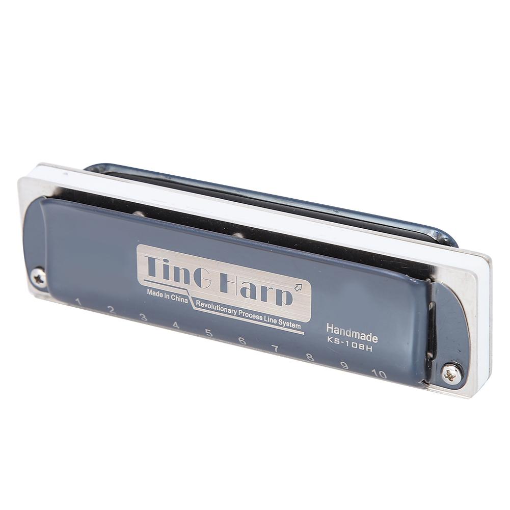 Blues Harp Mundharmonika 10-Loch Mundharmonika Eb Tonart Musikgeschenke Phosphorbronze Stimmzunge(Weiß )