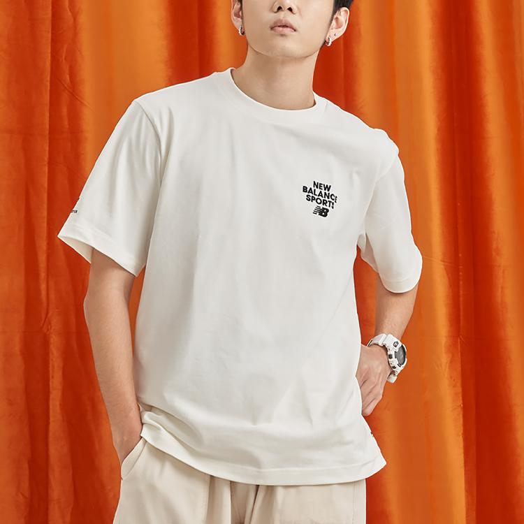 New Balance Drop Shoulder Sleeve T Shirt Unisex White 5ED12093-IV