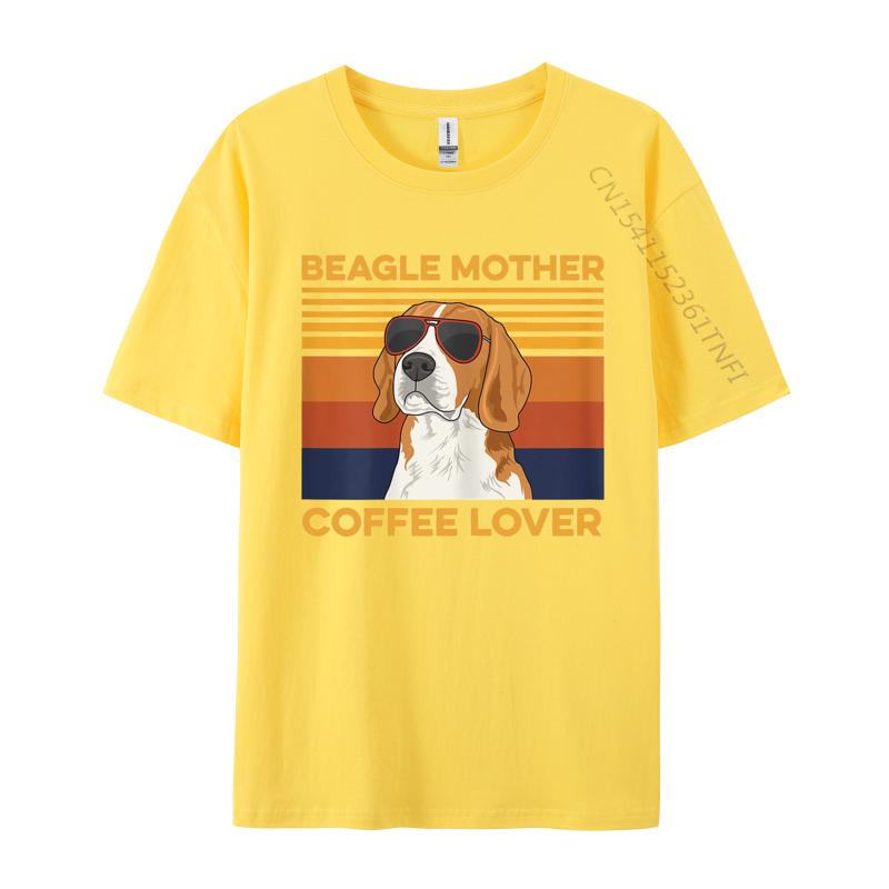 Mens TShirt Beagle Mother Coffee Lover Tee Shirt Arts Retro Cotton Clothes Graphic T Shirts 100 Cotton