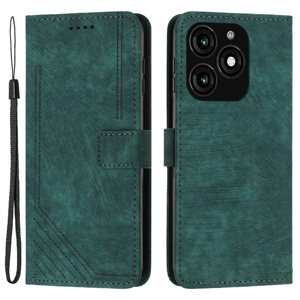 For Itel A70 Leather Phone Case Skin-Friendly Folding Stand Cover Line Imprinted