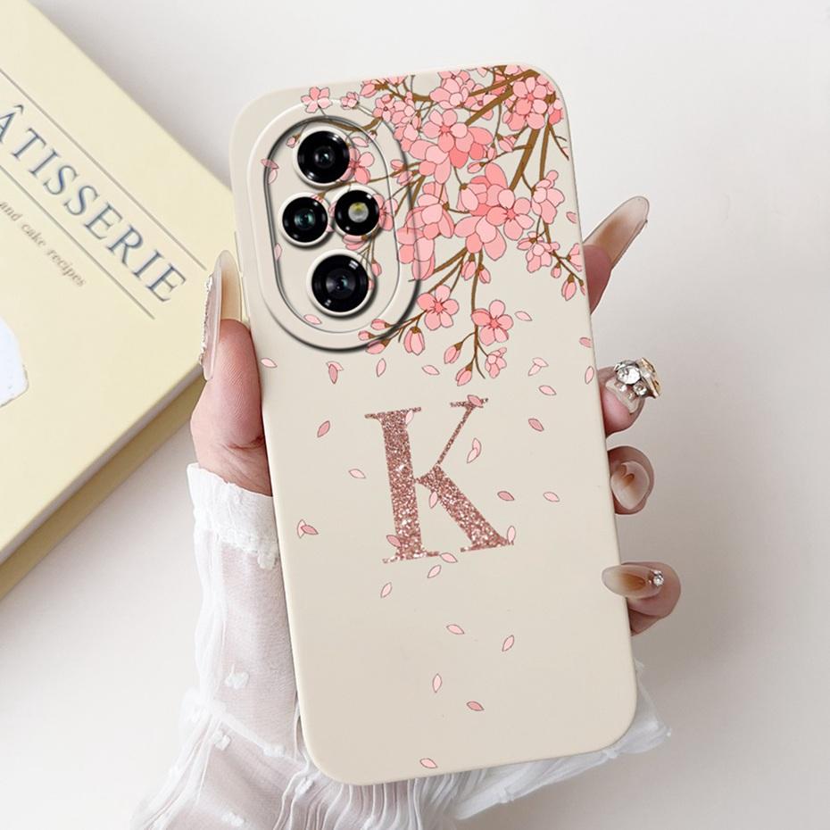 Fashion Crown Initial Letter Case For Honor 200 ELI-AN00 Lens Protective Cover For Honor200 5G Soft Silicone Phone Cases