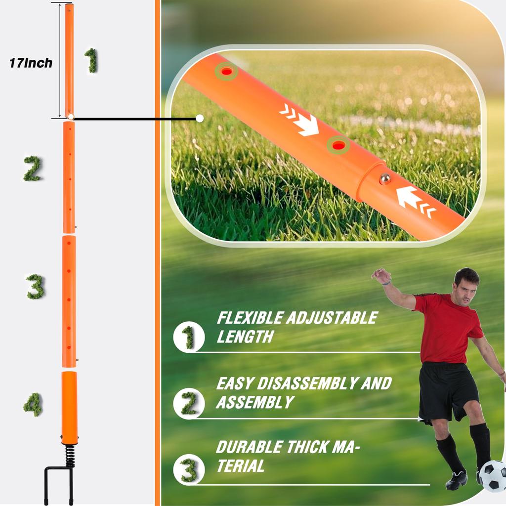 Hikeen Telescopic Soccer Training Agility Youth Obstacle Training Soccer Training Practice Equipment for Kids and Adults of Pole, Fixed/Foldable,
