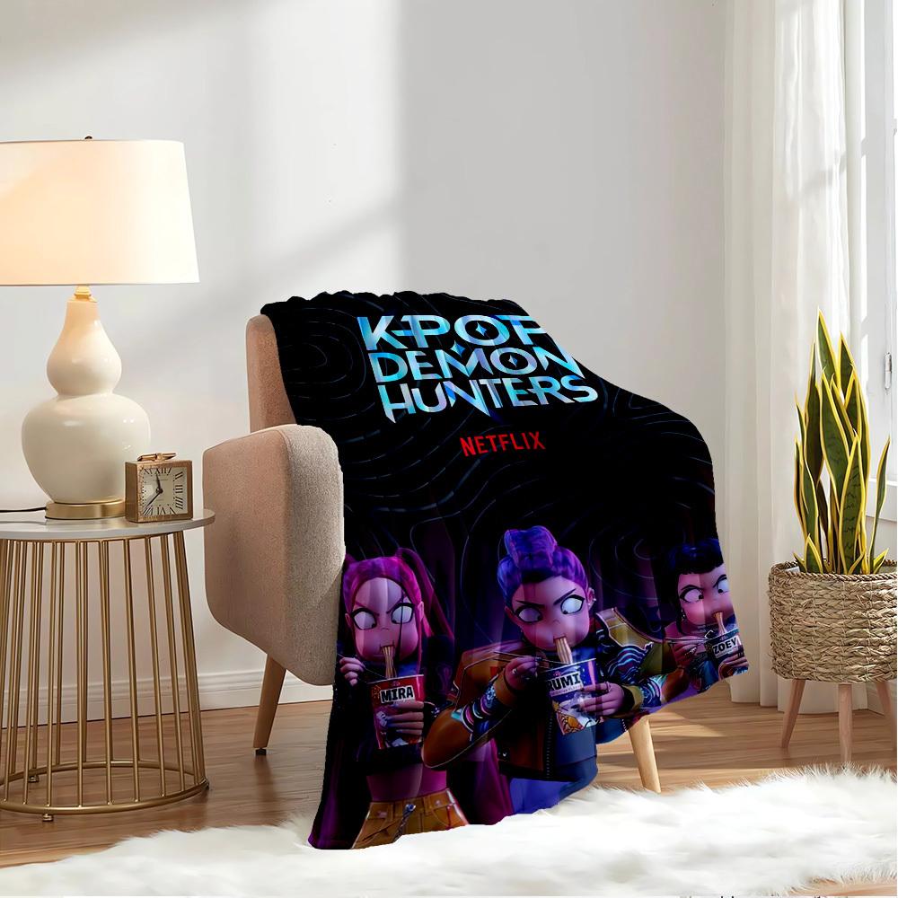 Gruppo di Ragazze Anime K-POP Coperta Morbida Calda delle Quattro Stagioni Copriletto Spesso a Maglia in Poliestere per Tutte le Stagioni per Letto, Campeggio, Viaggio Regalo Perfetto