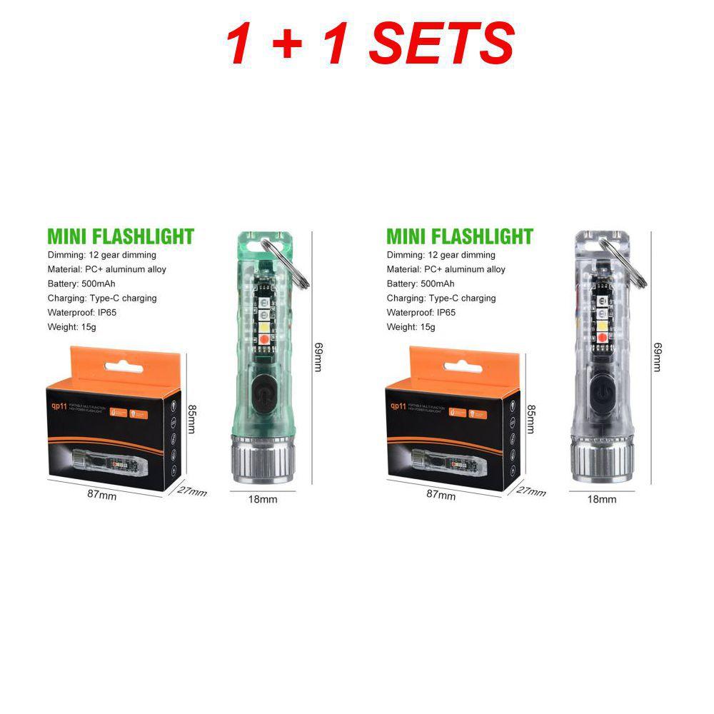 Mini Flashlight Keychain Multi-function Waterproof USB Rechargeable Outdoor Hiking Camping Powerful Magnetic Warning Flashlight