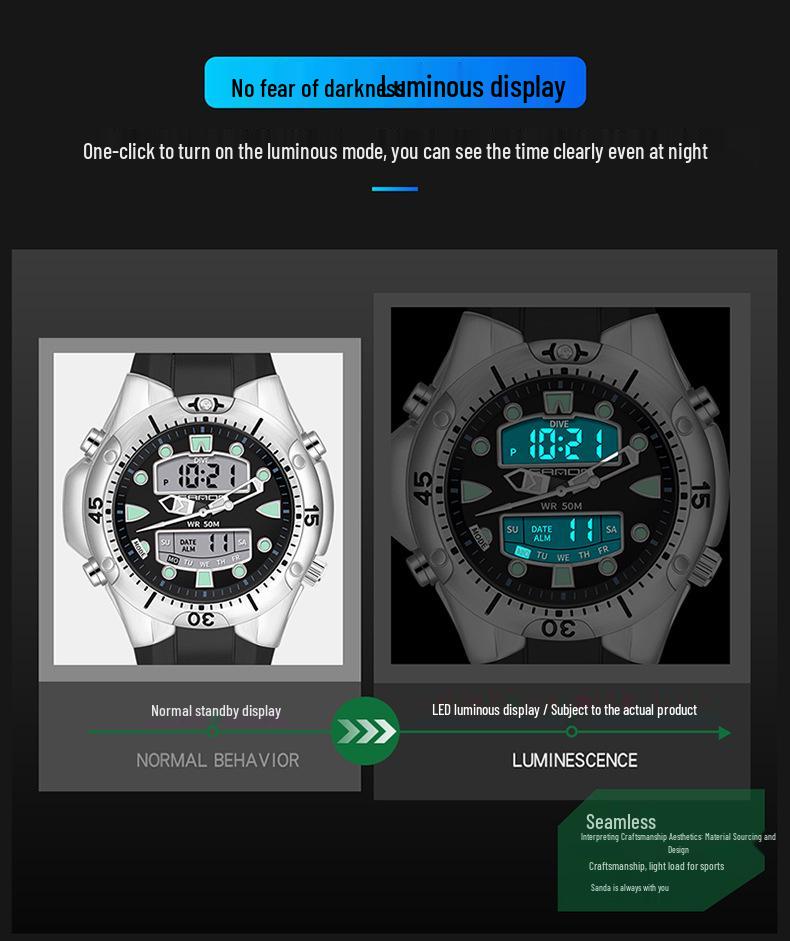 Sanda Men's Multifunctional Sports Electronic Wristwatch - Personalized, Cool, Versatile Design
