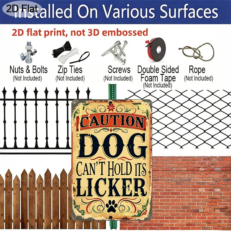 2Pcs Funny Dog Themed Aluminum Signs, Humorous Quote Wall Decor with Dog Sayings. Cute Warning Plaque for Living Room, Garage and Home Decoration