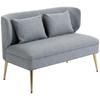 2 Seater Sofa, Linen-look Fabric Small Sofa with Wing Back, Thick Seat, Metal Legs, Light Grey