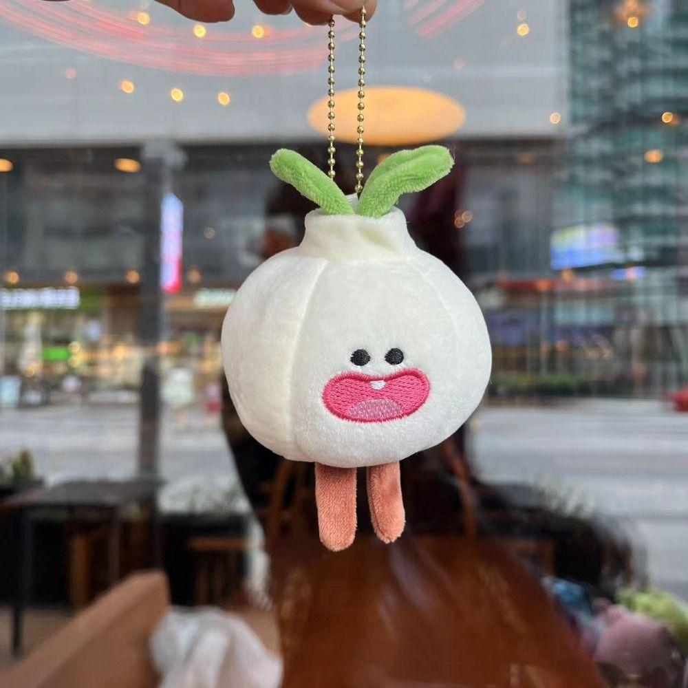 Cute Funny Vegetable Keychain Plant Key Ring Garlic Pendant Garlic Plush Doll Backpack Pendant