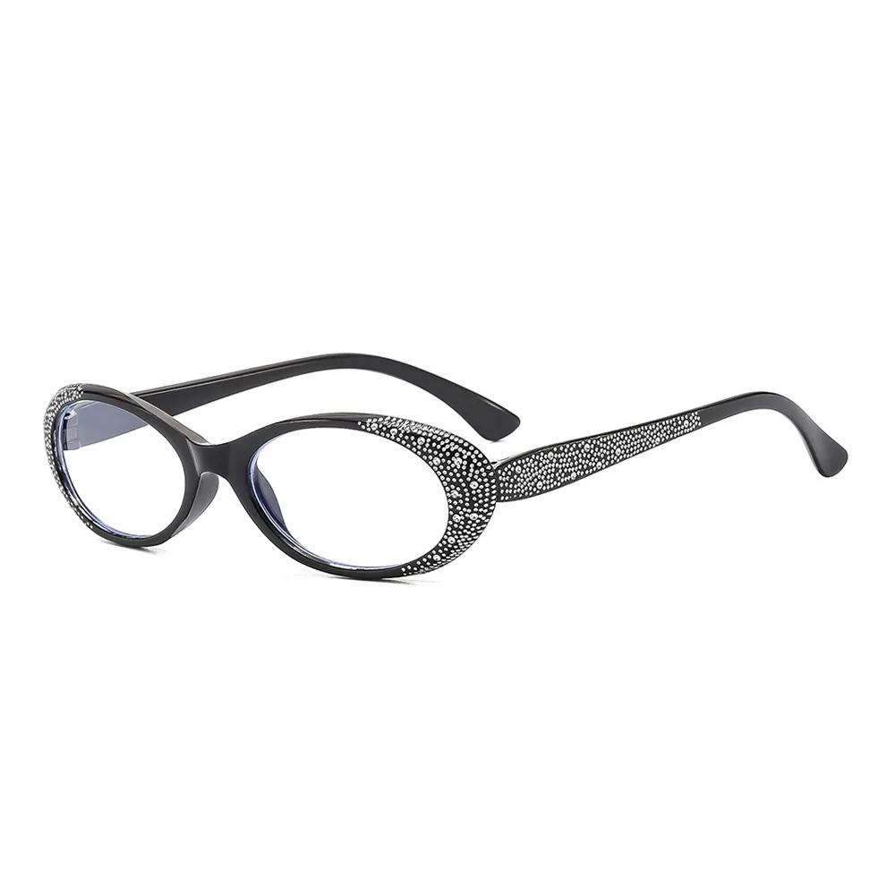 

Blue Ray Blocking Anti-Blue Light Reading Glasses Glitter Frame Vintage Hyperopia Glasses Ultralight Eye Protection Strength 400 чорний