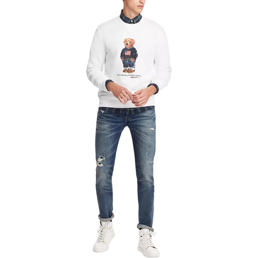 Polo Ralph Lauren Bear Graphic Print Crewneck Fleece Sweatshirt Men Sweatshirt 710749332-003