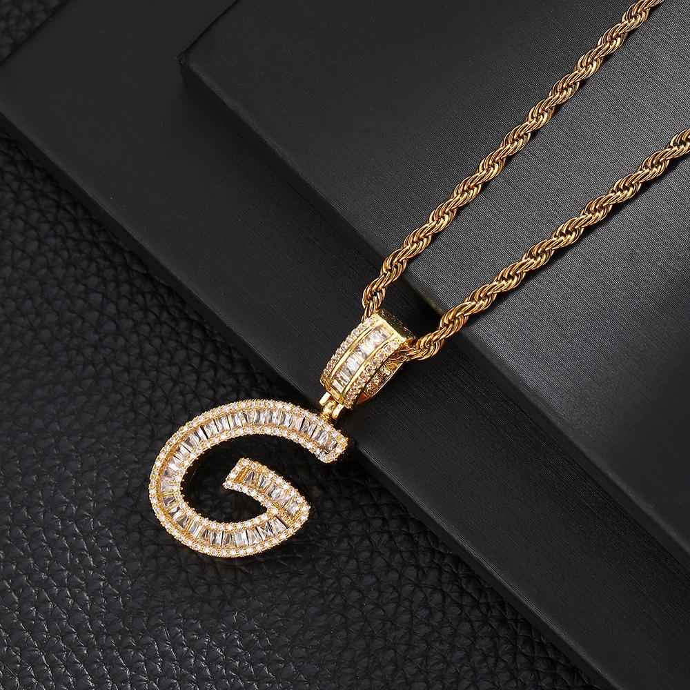 26 English Letters Pendant Necklace Copper Inlaid Zircon Versatile Jewelry Necklace