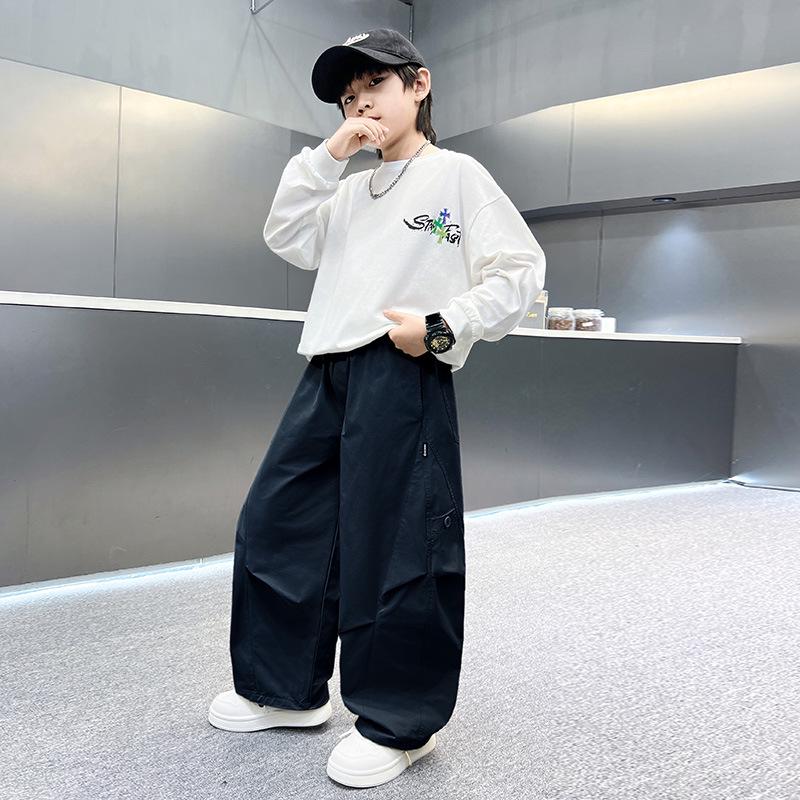 Zhi Li Boys' Spring/Autumn Loose Straight-Leg Work Pants - Stylish and Comfortable for Older Children