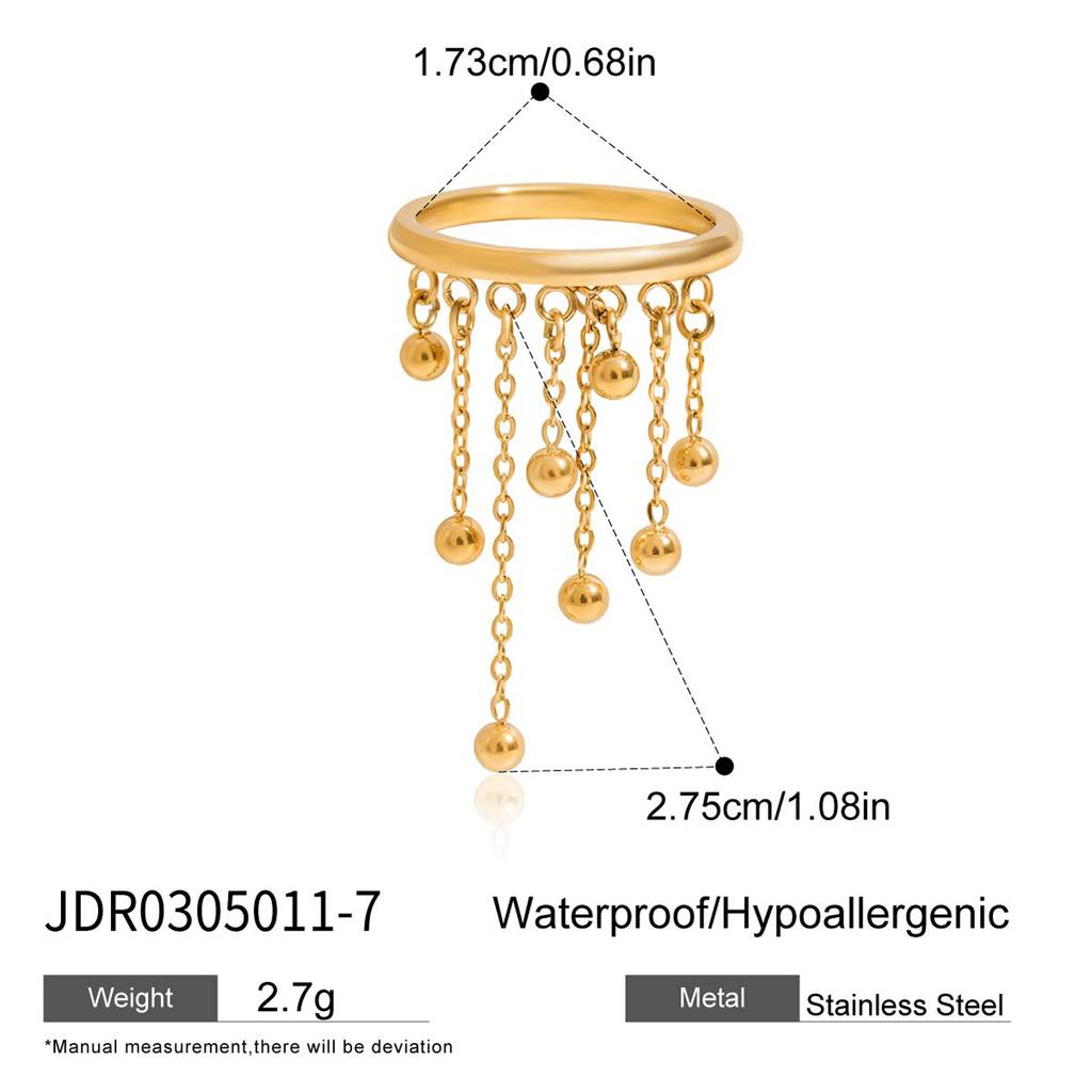 Youthway Y2K Style Freshwater Pearl Flower Pendant Tassel Ring For Women Stainless Steel  Gold Color Plated Fashion Accessory