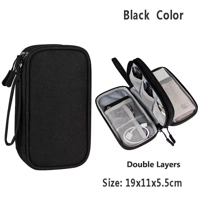 Data Cable Storage Bag Waterproof Portable Carry Case Layers Storage Bag Travel Organizer Bag for Cable Cord USB Charger