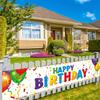 Happy Birthday Sign Banner, Colored Polyester Design, Outdoor Garden House Fence Decoration